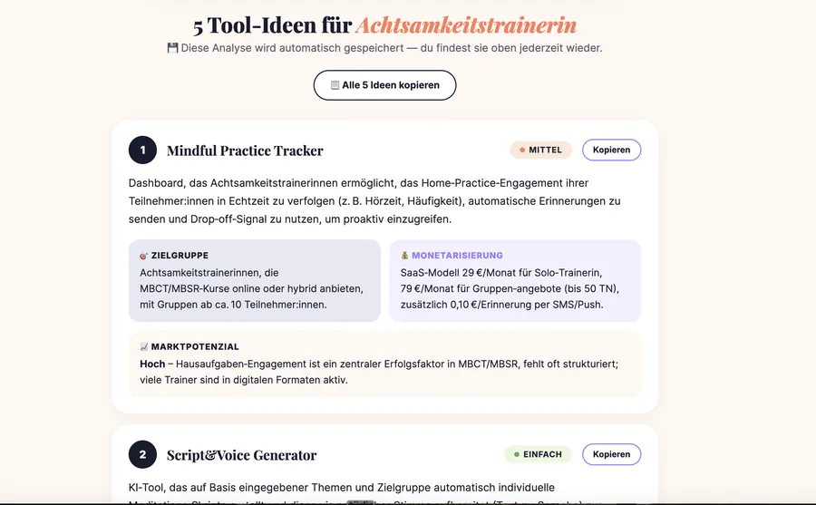 KI-Tool Ideen Check: 5 Ideen mit Marktanalyse